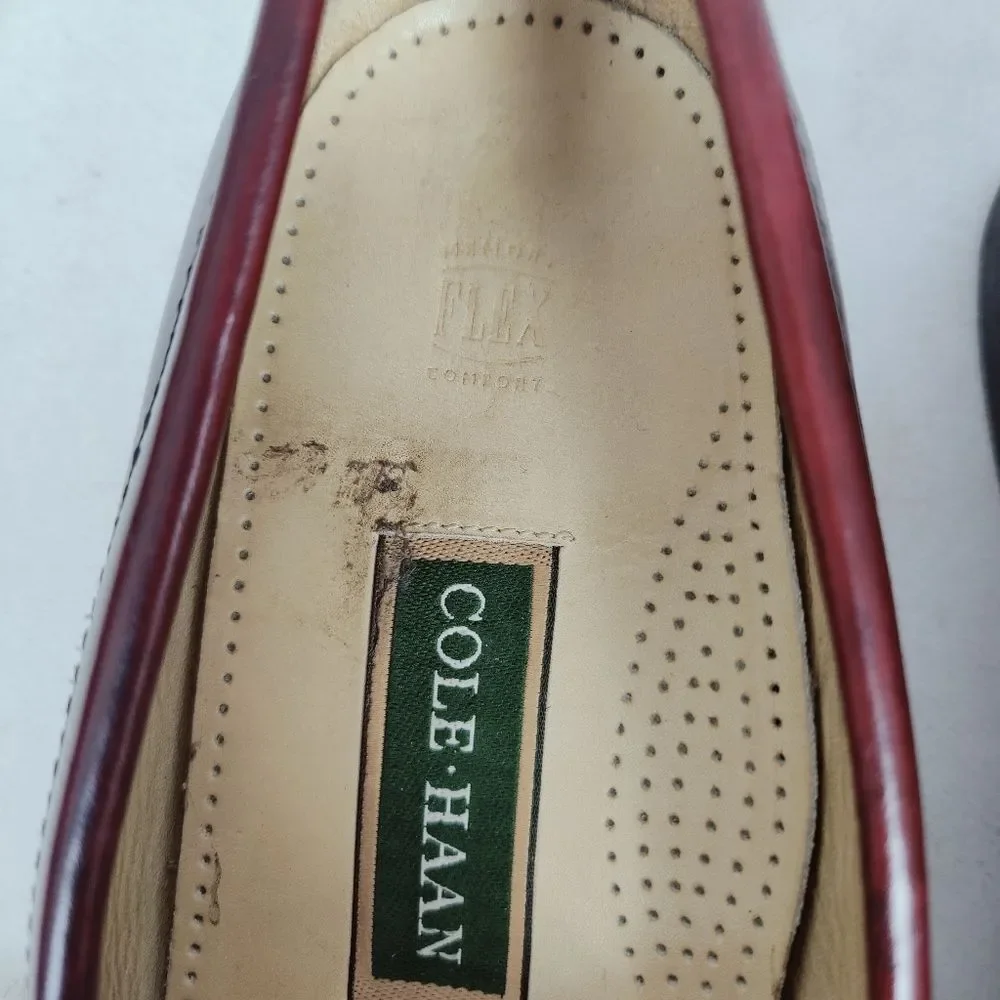 Cole Haan Men's Pinch Burgundy Leather Slip On Penny Loafers, Sz 10